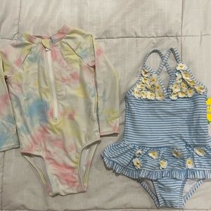 Baby Girl Toddler 18 Month Bathing Suit Swim Flowers Tye Dye Cute Fashion